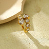 Light Luxury Heartshaped Titanium Steel Ring And Bracelet With Zircon Inlay And Electroplating For Women