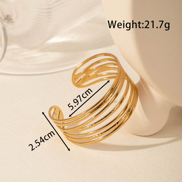 Light Luxury High End Sense Niche Exaggerated Stainless Steel Snake Shaped Geometric Titanium Steel Opening Bracelet With Electroplating