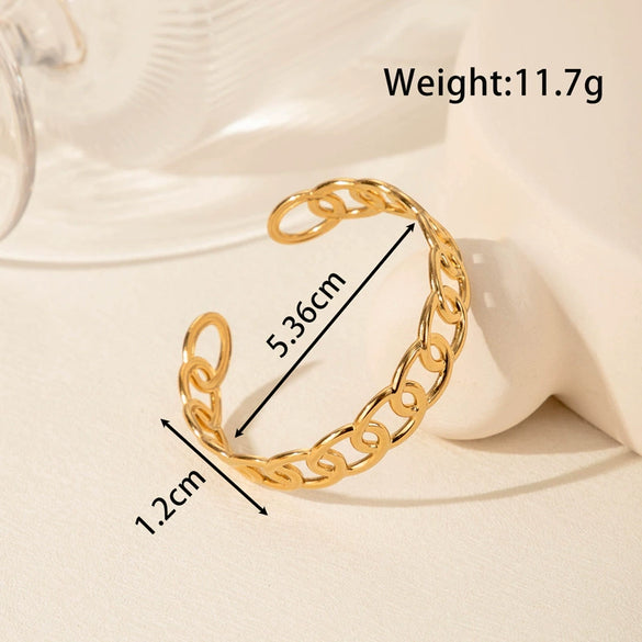 Light Luxury High End Sense Niche Exaggerated Stainless Steel Snake Shaped Geometric Titanium Steel Opening Bracelet With Electroplating