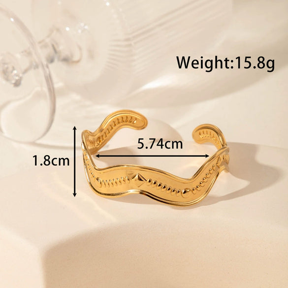 Light Luxury High End Sense Niche Exaggerated Stainless Steel Snake Shaped Geometric Titanium Steel Opening Bracelet With Electroplating