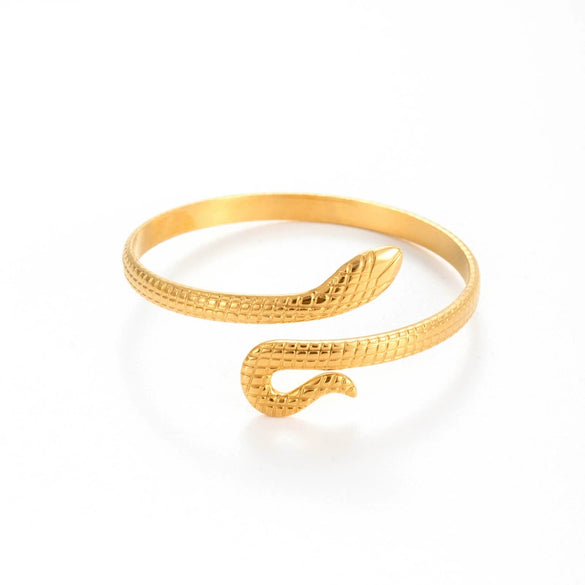 Light Luxury High End Sense Niche Exaggerated Stainless Steel Snake Shaped Geometric Titanium Steel Opening Bracelet With Electroplating