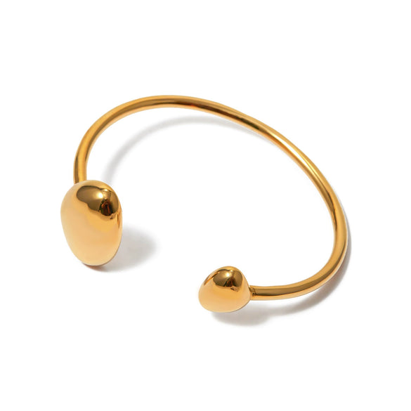 Light Luxury High Grade Titanium Steel And Stainless Steel Irregular Opening Elastic Wide Bracelet For Women With Geometric Design And Electroplating Treatment