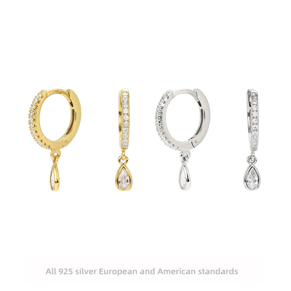 Light Luxury Highend Diamond Drop Shape S925 Sterling Silver Earrings For Women