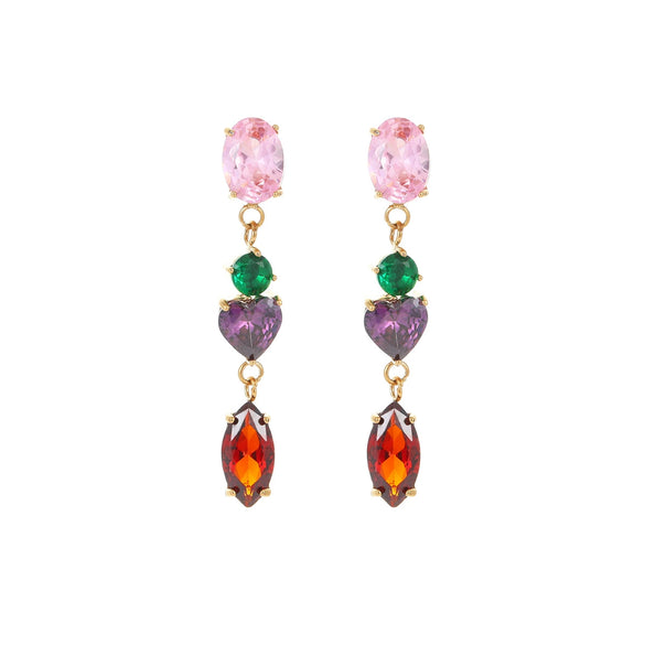 Light Luxury Highend Earrings Stainless Steel 18K Inlaid Zircon Geometric Electroplated