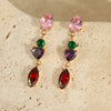 Light Luxury Highend Earrings Stainless Steel 18K Inlaid Zircon Geometric Electroplated