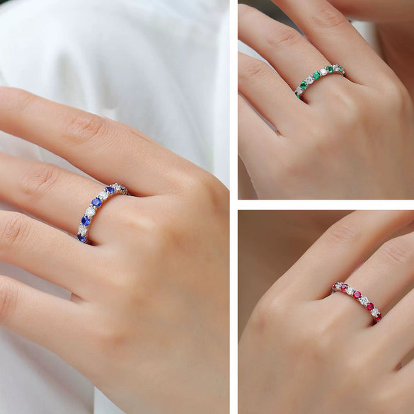Light Luxury Highend Elegant S925 Silver Ring Inlaid With Sapphire And Moissanite Geometric Style For Women And Men