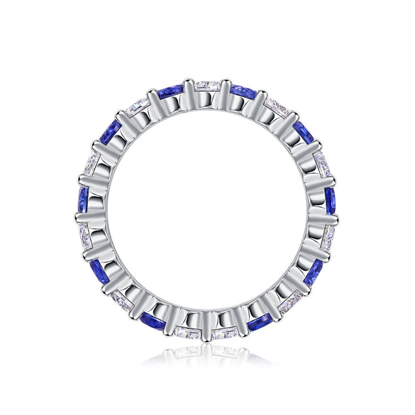 Light Luxury Highend Elegant S925 Silver Ring Inlaid With Sapphire And Moissanite Geometric Style For Women And Men