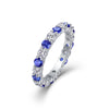 Light Luxury Highend Elegant S925 Silver Ring Inlaid With Sapphire And Moissanite Geometric Style For Women And Men