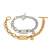 Light Luxury Highend Stainless Steel Bracelet For Women With Geometric Shape Heart Splicing And Electroplating 18K Cuban Chain Oval Chain Ot Clasp