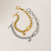 Light Luxury Highend Stainless Steel Bracelet For Women With Geometric Shape Heart Splicing And Electroplating 18K Cuban Chain Oval Chain Ot Clasp