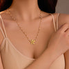 Light Luxury Highend Titanium Steel Stainless Steel Necklace With Leaf Petal Pendant Electroplated Jewelry For Women