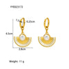 Light Luxury Inlaid Pearl Fanshaped Stainless Steel Earrings And Necklace With Electroplating Treatment For Women