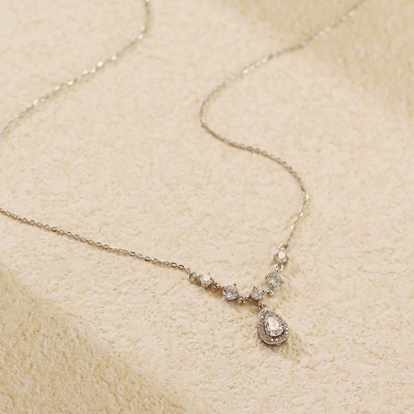 Light Luxury Ins Tassel Water Drop Geometric Silver S925 O Shaped Chain Clavicle Necklace For Women Electroplated