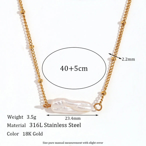 Light Luxury Internet Celebrity Women's Bracelet Set With Baroque Pearl Pendant Necklace Stainless Steel Electroplated Geometric Style