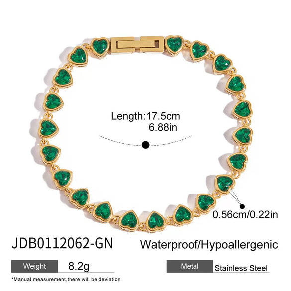 Light Luxury Jewelry Stainless Steel Goldplated Heart Shape Zircon Bracelet For Women And Unisex