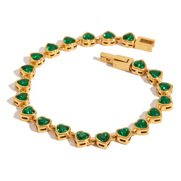Light Luxury Jewelry Stainless Steel Goldplated Heart Shape Zircon Bracelet For Women And Unisex