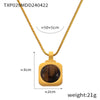 Light Luxury Jewelry Suit 316L Stainless Steel Inlaid With Tiger Eye Stone Retro Style Electroplating