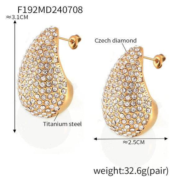 Light Luxury Jewelry 316L Stainless Steel Geometric Water Drop Shape Earrings With Electroplating Design