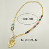 Light Luxury Leaves Pearl Pendant Stainless Steel Necklace Handmade With Acrylic Splicing And 14K Gold Electroplating