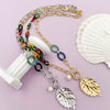 Light Luxury Leaves Pearl Pendant Stainless Steel Necklace Handmade With Acrylic Splicing And 14K Gold Electroplating