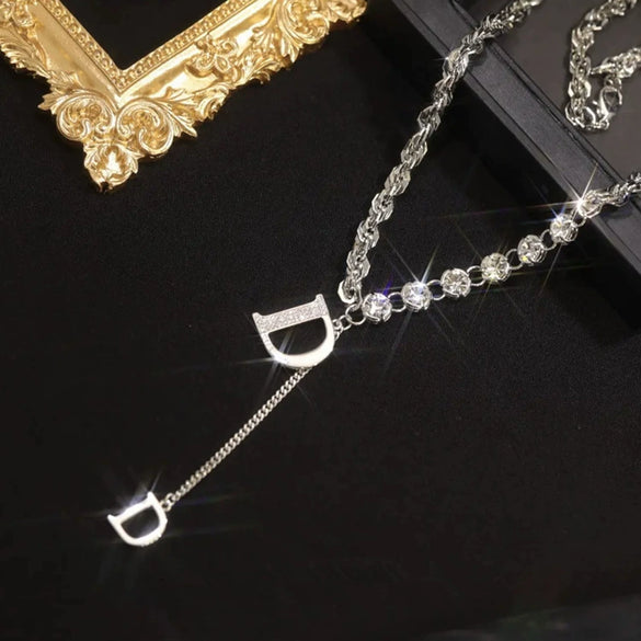 Light Luxury Letters Numbers Text Tassel Necklace Titanium Steel Alloy Electroplating Jewelry