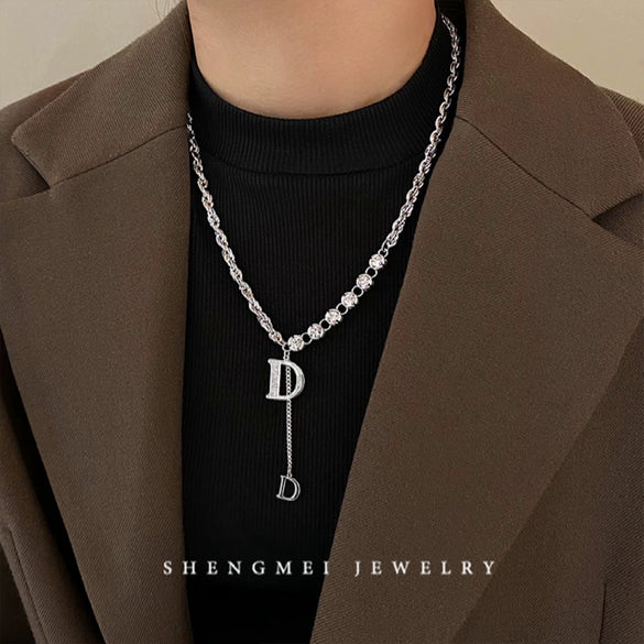 Light Luxury Letters Numbers Text Tassel Necklace Titanium Steel Alloy Electroplating Jewelry
