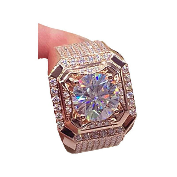 Light Luxury Micro Encrusted Metal Square Ring Geometric Electroplated Fashion Unisex Jewelry