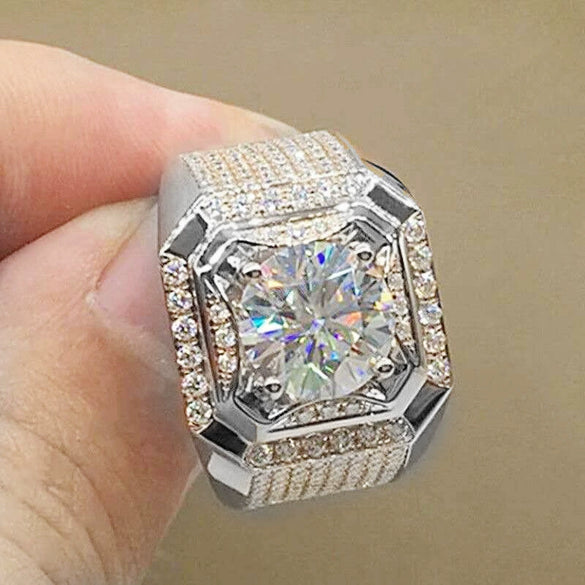 Light Luxury Micro Encrusted Metal Square Ring Geometric Electroplated Fashion Unisex Jewelry