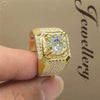 Light Luxury Micro Encrusted Metal Square Ring Geometric Electroplated Fashion Unisex Jewelry