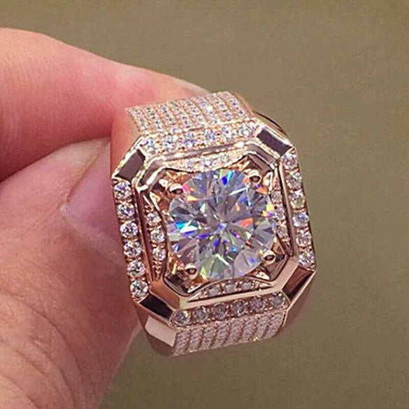 Light Luxury Micro Encrusted Metal Square Ring Geometric Electroplated Fashion Unisex Jewelry
