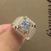 Light Luxury Micro Encrusted Metal Square Ring Geometric Electroplated Fashion Unisex Jewelry