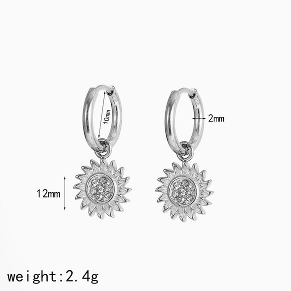 Light Luxury Microinlaid Zircon Flower Stainless Steel Electroplated Women's Earrings