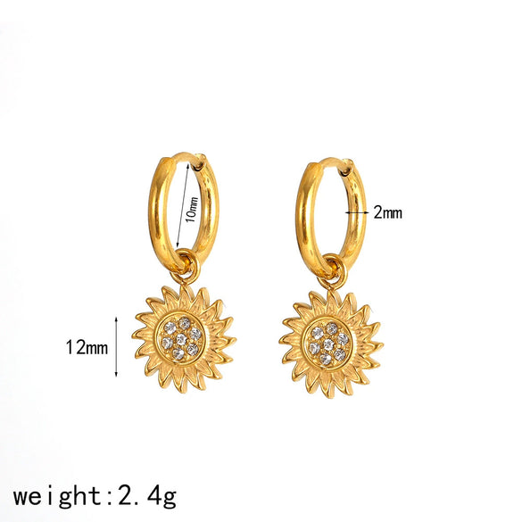 Light Luxury Microinlaid Zircon Flower Stainless Steel Electroplated Women's Earrings