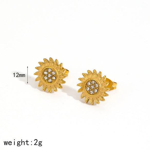 Light Luxury Microinlaid Zircon Flower Stainless Steel Electroplated Women's Earrings