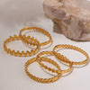 Light Luxury Minimalist Ring And Diamondencrusted Zircon Bracelet Combination Titanium Steel And Stainless Steel Geometric Style 18K Real Gold Electroplated