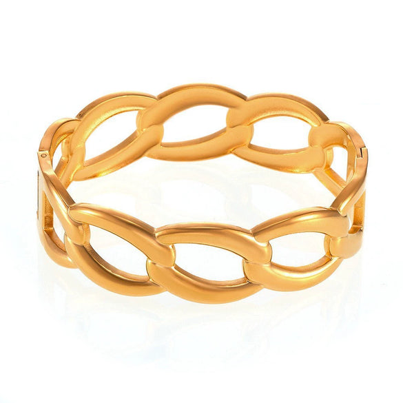 Light Luxury Minimalist Ring And Diamondencrusted Zircon Bracelet Combination Titanium Steel And Stainless Steel Geometric Style 18K Real Gold Electroplated