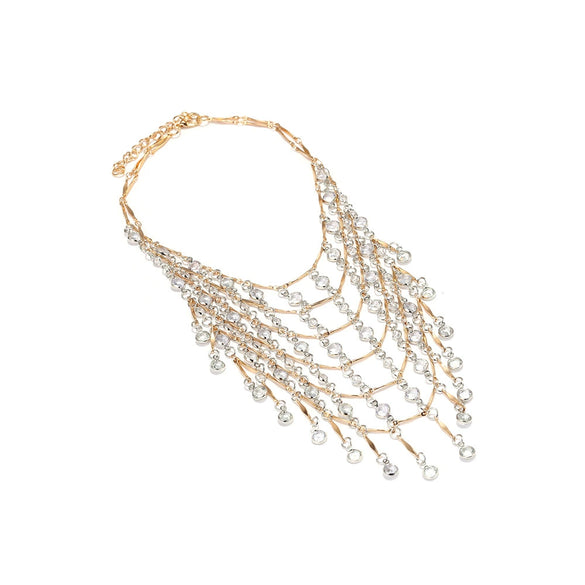 Light Luxury Multi Layer Tassel Clavicle Chain Necklace For Women With Geometric Handmade Glass Pendant And Gold Tone Crystal Look