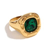 Light Luxury Natural Stone Titanium Steel Geometric Ring Stainless Steel Gold Plated Electroplating Jewelry For Women