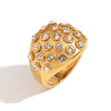Light Luxury Natural Stone Titanium Steel Geometric Ring Stainless Steel Gold Plated Electroplating Jewelry For Women