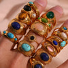 Light Luxury Natural Stone Titanium Steel Geometric Ring Stainless Steel Gold Plated Electroplating Jewelry For Women