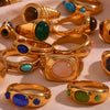 Light Luxury Natural Stone Titanium Steel Geometric Ring Stainless Steel Gold Plated Electroplating Jewelry For Women