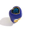 Light Luxury Natural Stone Titanium Steel Geometric Ring Stainless Steel Gold Plated Electroplating Jewelry For Women