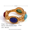 Light Luxury Natural Stone Titanium Steel Geometric Ring Stainless Steel Gold Plated Electroplating Jewelry For Women