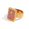 Light Luxury Natural Stone Titanium Steel Geometric Ring Stainless Steel Gold Plated Electroplating Jewelry For Women