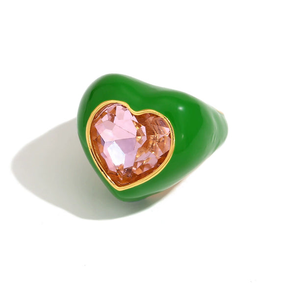 Light Luxury Natural Stone Titanium Steel Geometric Ring Stainless Steel Gold Plated Electroplating Jewelry For Women