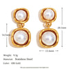 Light Luxury New Ear Jewelry For Women Stainless Steel Geometric Pearl Earrings 18K Gold Plated Electroplating