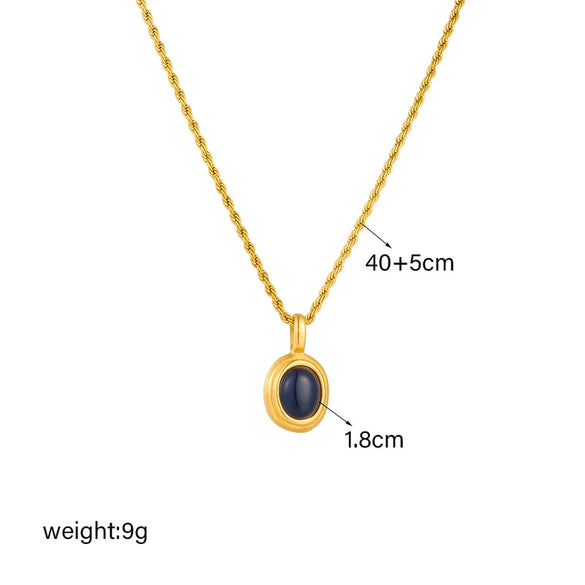 Light Luxury Niche Design Black And White Gem Metal Retro Twist Chain Necklace Titanium Steel Geometric Pattern Electroplating For Women