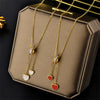 Light Luxury Niche Design Sense Simple Peach Heart Titanium Steel Necklace For Women Gold Inlaid Ball Chain Cold Style Elegant Clavicle Chain