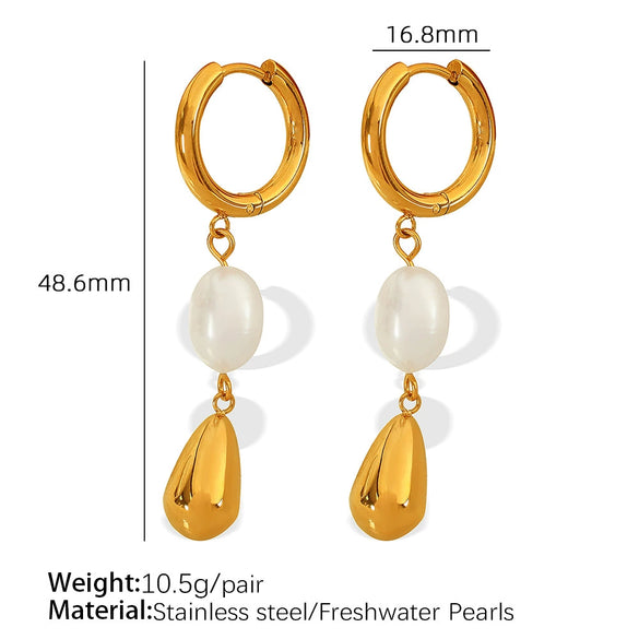 Light Luxury Niche Ear Buckle Simple Pearl Earrings 316L Stainless Steel Electroplating Women's