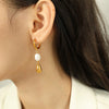 Light Luxury Niche Ear Buckle Simple Pearl Earrings 316L Stainless Steel Electroplating Women's